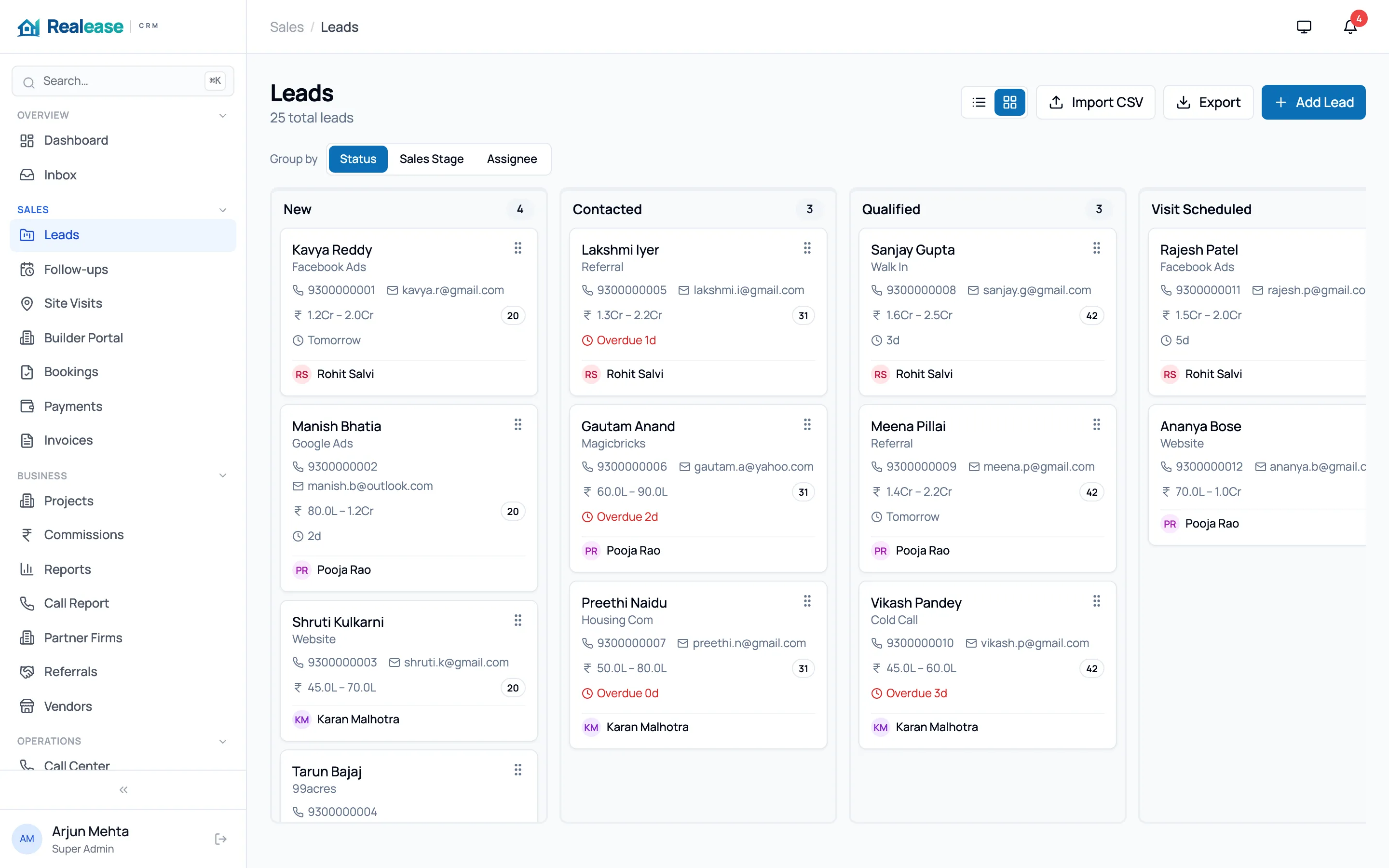 Lead management in Realease CRM